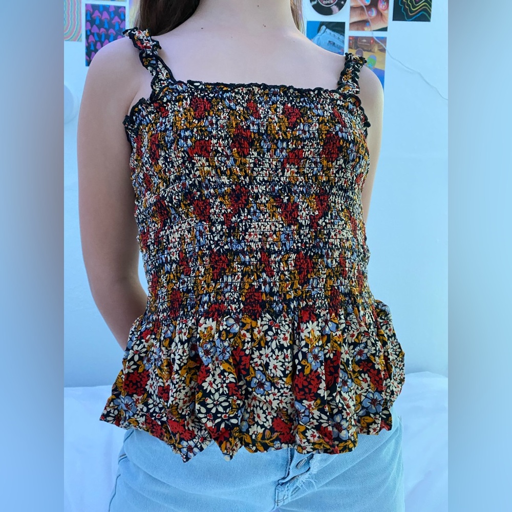 floral print boho flowy strappy top